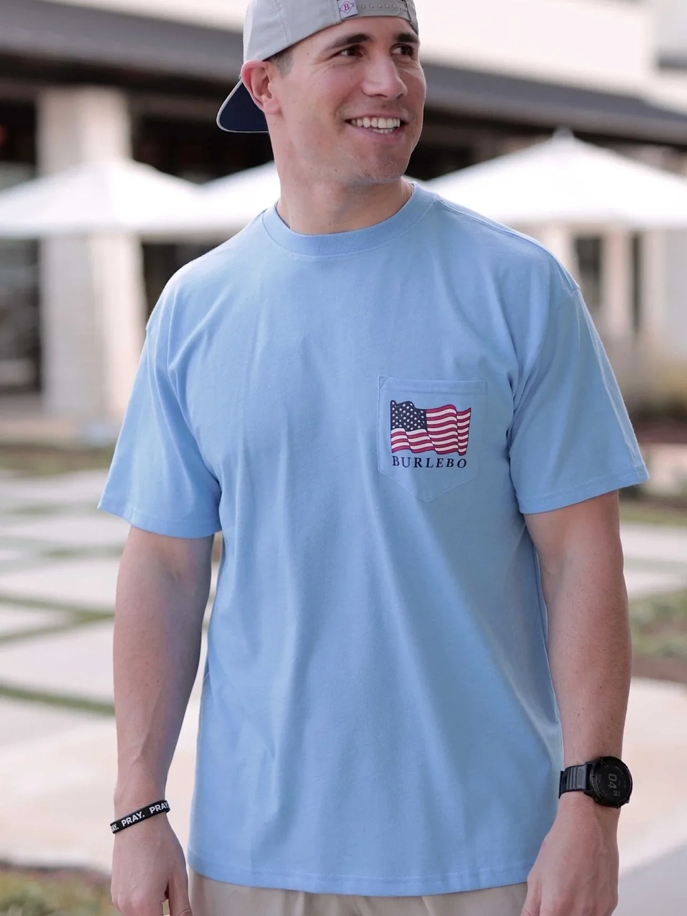 BURLEBO Light Blue Short Sleeve Tee with Red Truck Graphic - Picture 3 of 3